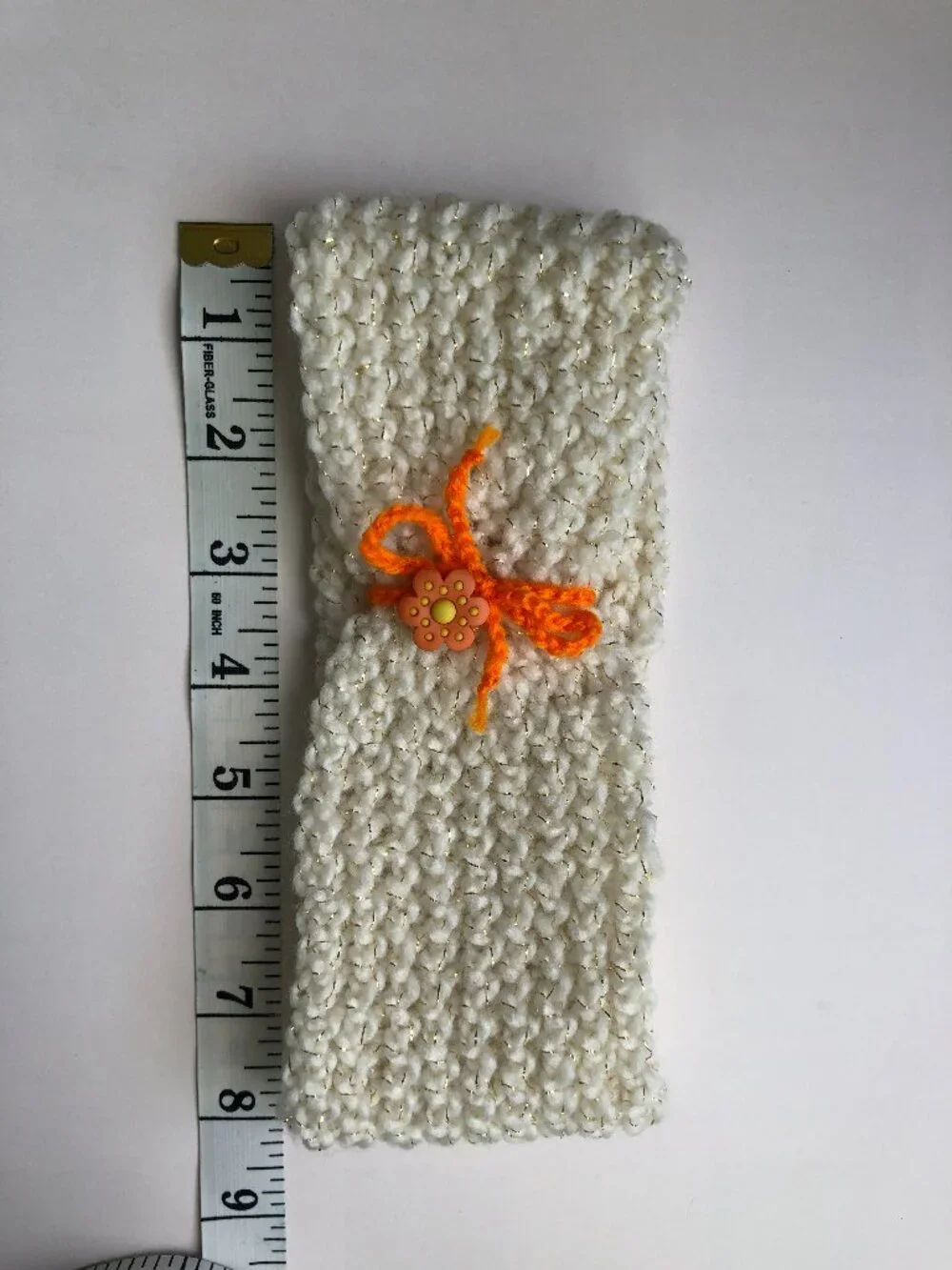 Knitted headband, Ear warmer with flower button